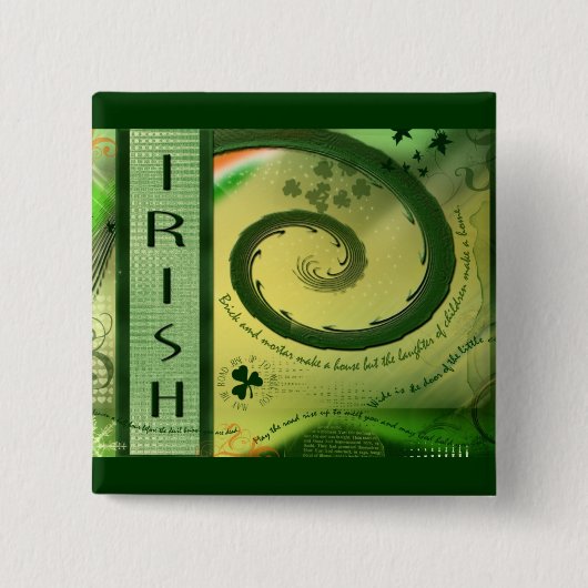 アイルランドのシャムロックボタン 缶バッジ (正面)
