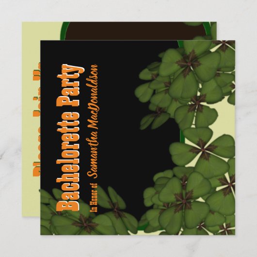 アイルランドのシャムロック独身最後のパーティー 招待状 (正面/裏面)