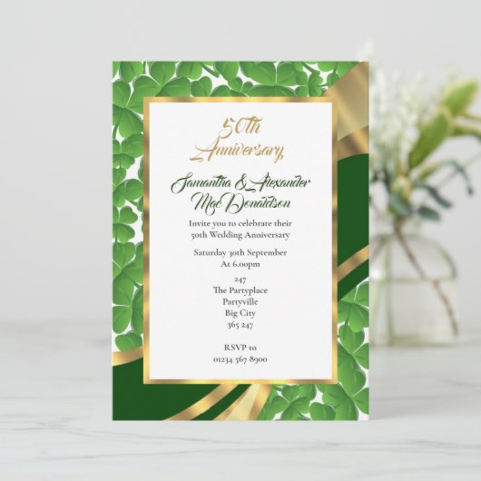 アイルランドのシャムロック ゴールデンウェディングアニバーサリー 招待状 (スタンド正面)