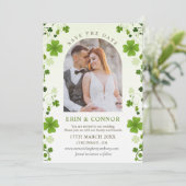 アイルランドのシャムロック スワール 結婚式 Save the Date 招待状 (スタンド正面)