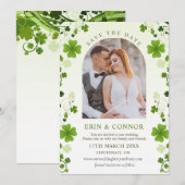 アイルランドのシャムロック スワール 結婚式 Save the Date 招待状 (正面/裏面)