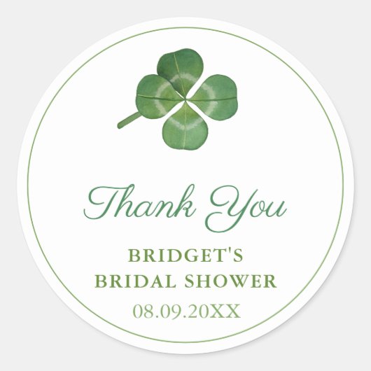 アイルランドのシャムロック セントパトリックデー ブライダルシャワー フェイバー ラウンドシール (正面)