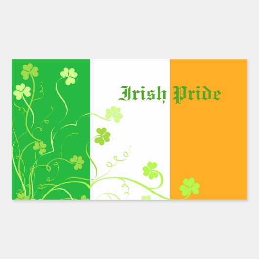 アイルランドのシャムロック 長方形シール (正面)