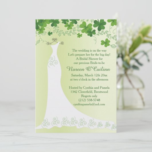 アイルランドのシャムロ結婚ック、ズガウンブライダルシャワー 招待状 (スタンド正面)