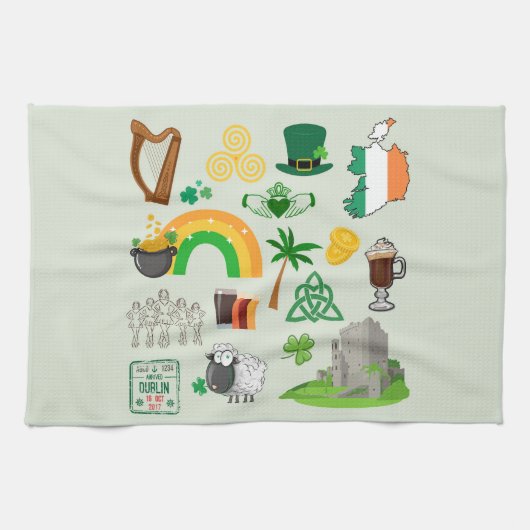 アイルランドのシンボル キッチンタオル (横)