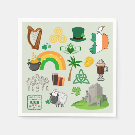 アイルランドのシンボル スタンダードカクテルナプキン (正面)