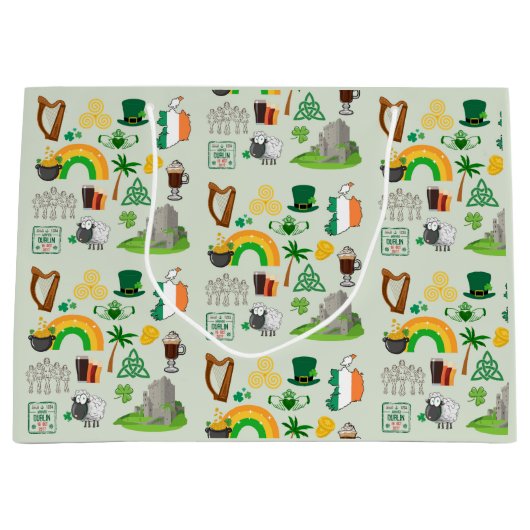 アイルランドのシンボル ラージペーパーバッグ (正面)