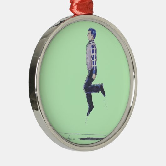 アイルランドのジグのフォークダンスの人のクリスマスツリーのオーナメント メタルオーナメント (右)