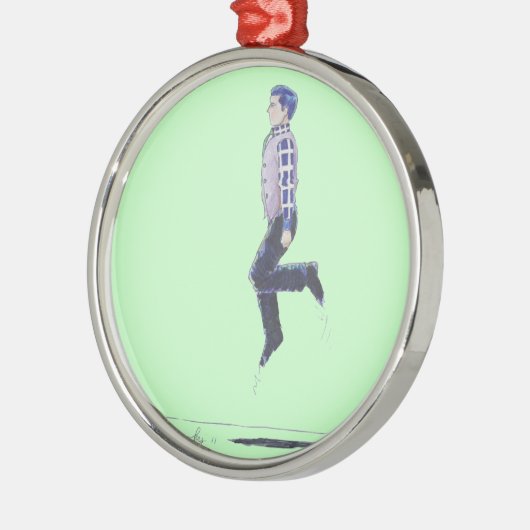 アイルランドのジグのフォークダンスの人のクリスマスツリーのオーナメント メタルオーナメント (左)