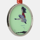 アイルランドのジグのフォークダンスの漫画の女の子のクリスマスツリー メタルオーナメント (右)
