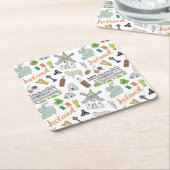 アイルランドのスケッチの落書きパターン スクエアペーパーコースター (アングル)