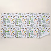 アイルランドのスケッチの落書きパターン ビーチタオル (正面)