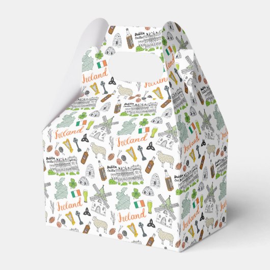 アイルランドのスケッチドゥードルパターン フェイバーボックス (正面サイド)