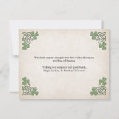 アイルランドのセントパトリックの結婚式 サンキューカード (裏面)