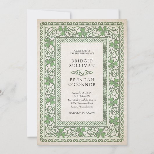 アイルランドのセントパトリックの結婚式 招待状 (正面)
