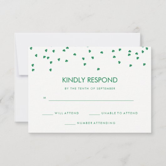 アイルランドのテーマのシャムロックの紙吹雪|の結婚の応答 出欠カード (正面)