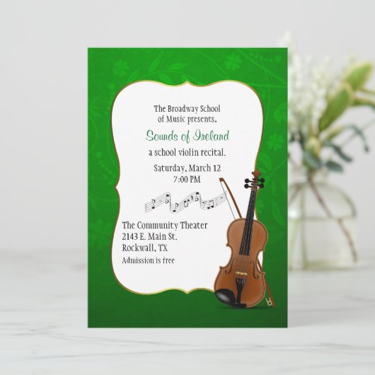 アイルランドのテーマのバイオリンの演奏会の招待状 招待状 (スタンド正面)