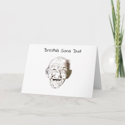 アイルランドのハッピーバースデーの白黒老人 カード (正面)