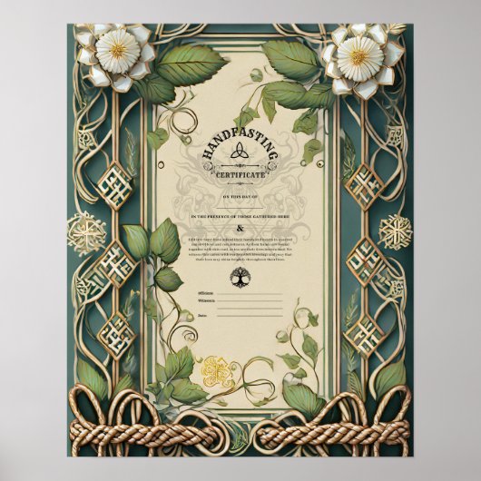 アイルランドのハンスティング証明書グリーンケルト異教のック ポスター (正面)