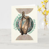 アイルランドのハープの挨拶状 カード (黄色い花)