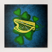 アイルランドのハープシャムロック、緑のシャムロック4葉のクローバー ジグソーパズル (縦)