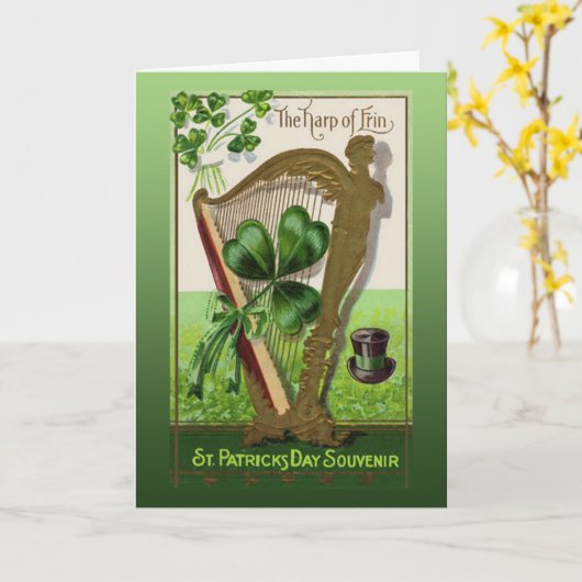 アイルランドのハープ カード (黄色い花)