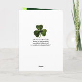 アイルランドのハープ、グリーン金ゴールドシャンロックセントパトリックの日 カード (裏面)