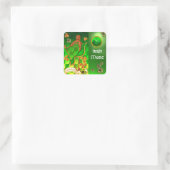 アイルランドのハープ、グリーン金ゴールドシャンロックセントパトリックの日 スクエアシール (バッグ)