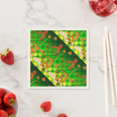 アイルランドのハープ、グリーン金ゴールドシャンロックセントパトリックの日 スタンダードカクテルナプキン (インサイチュ)