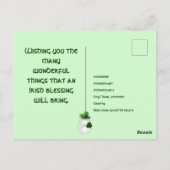 アイルランドのバニーと聖パトリックの日、準備ができている願い ポストカード (裏面)