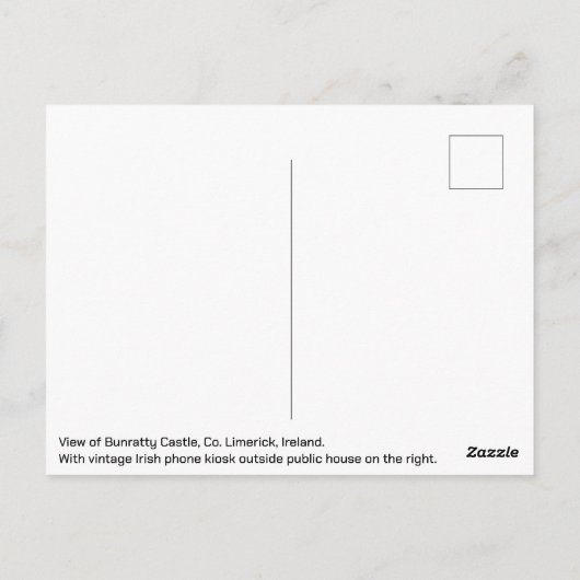 アイルランドのバンラティ城からの挨拶 ポストカード (裏面)