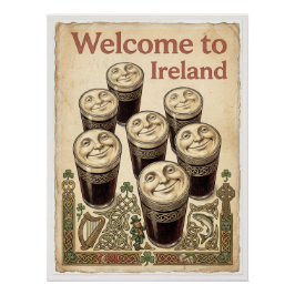 アイルランドのビンテージなパイントグラス ポスター