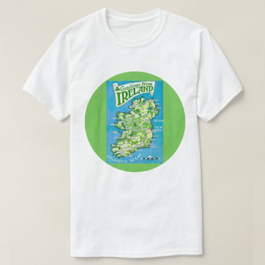 アイルランドのビンテージ地図ポストカード Tシャツ (デザイン正面)