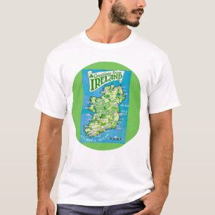 アイルランドのビンテージ地図ポストカード Tシャツ