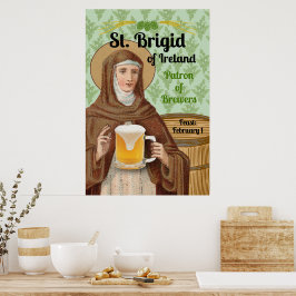 アイルランドのブリギタとビールの樽 ポスター
