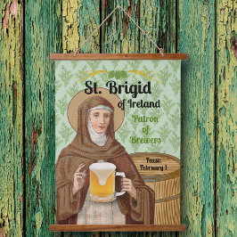 アイルランドのブリギタとビールの樽 吊り下げ型タペストリー