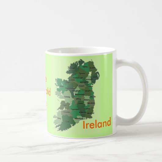 アイルランドのマグのアイルランド郡地図 コーヒーマグカップ (右)