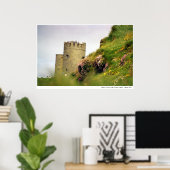 アイルランドのモハーの崖のワイルドフラワー ポスター (ホームオフィス)