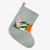 アイルランドのラグビーチームのサポーター国旗とボール ラージクリスマスストッキング (正面 (吊り時))