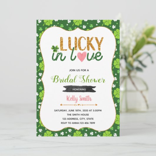アイルランドのラックに恋愛のシャワーパーティー招待状 招待状 (スタンド正面)