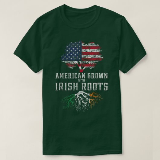 アイルランドのルーツで栽培されたアメリカ人 Tシャツ (デザイン正面)