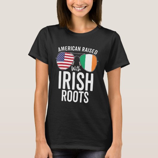 アイルランドのルーツで育ったアメリカ合衆国アイルランド国旗 Tシャツ (正面)