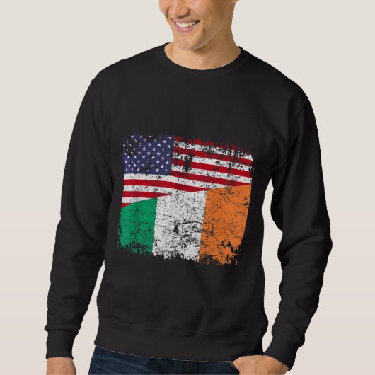 アイルランドのルーツハーフアメリカ国旗 スウェットシャツ (正面)