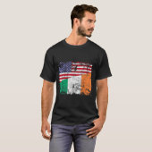 アイルランドのルーツハーフアメリカ国旗 Tシャツ (正面フル)