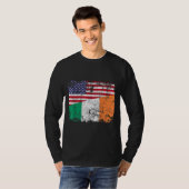 アイルランドのルーツハーフアメリカ国旗 Tシャツ (正面フル)