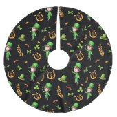 アイルランドのレプレチョーン緑と金ゴールド模様ブラック ブラッシュドポリエステルツリースカート (正面)