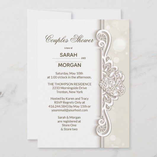 アイルランドのレース カップル ウェディング シャワー 招待状 (正面)