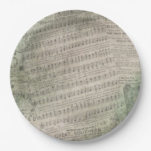 アイルランドのヴィンテージの楽譜、緑の身に着けていること ペーパープレート (正面)