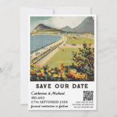 アイルランドのヴィンテージ結婚式の旅行QRコード セーブザデート (正面)