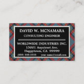 アイルランドの一族のマクナマラMacNamaraのタータンチェック格子縞 名刺 (正面)